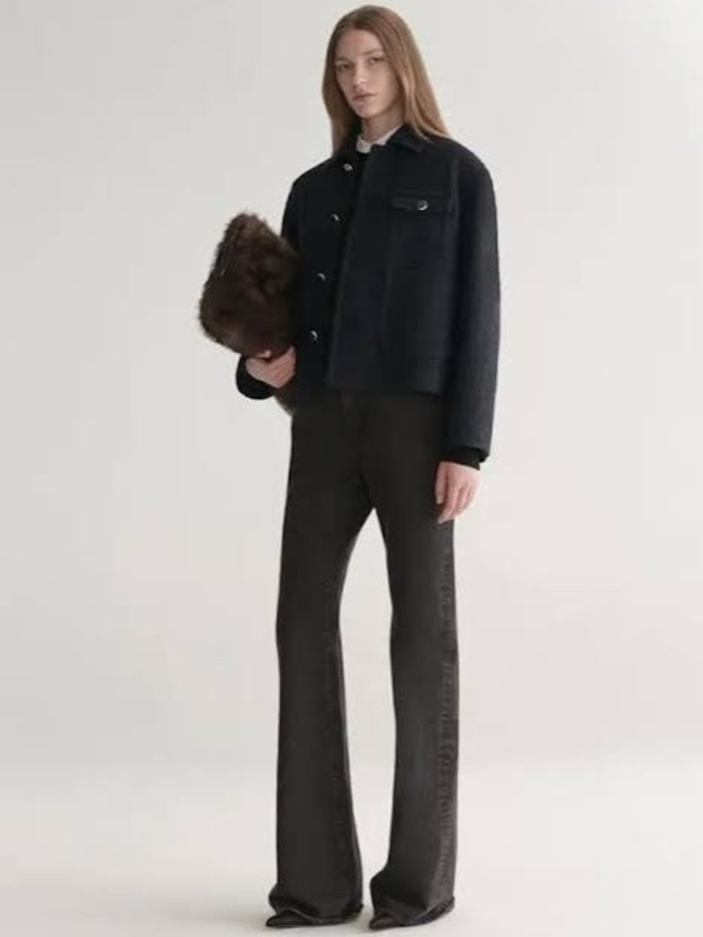 ALC Boucle Ty Dark Navy Button-Up Jacket
